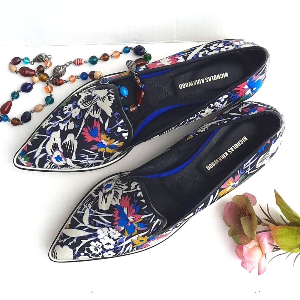 NICHOLAS KIRKWOOD Silk Slip-On Flats - Picture 3 of 11